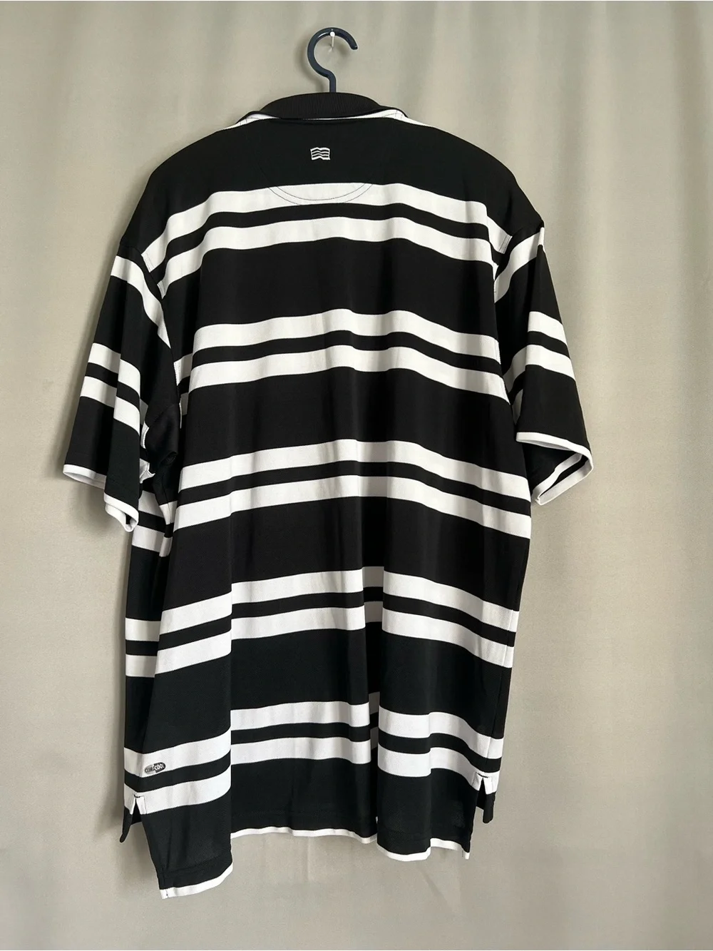 adidas Black and White Horizontal Stripe Polo